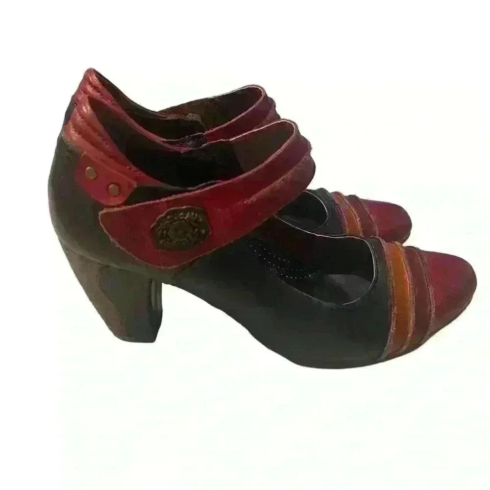 L’Artiste Spring Step  Hula Hoop Leather Multicolored Size 38 Mary Jane Heels